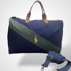 Ralph Lauren Brown and Navy Duffel Bag
